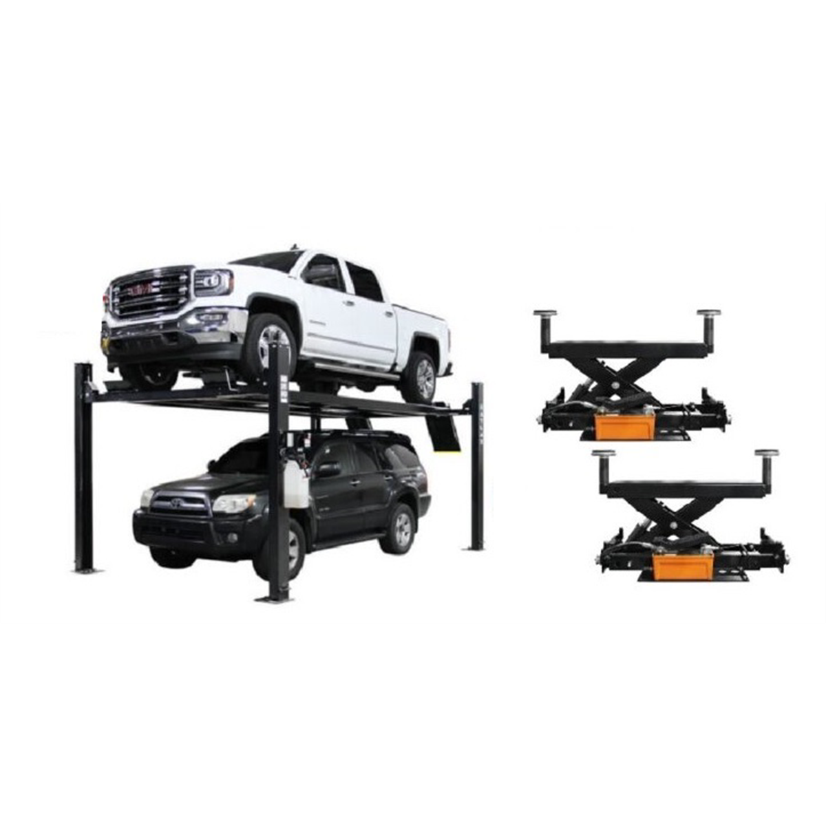Atlas ALI Certified APEX9 4-Post Lift + RJ6 Rolling Bridge Jacks Combo