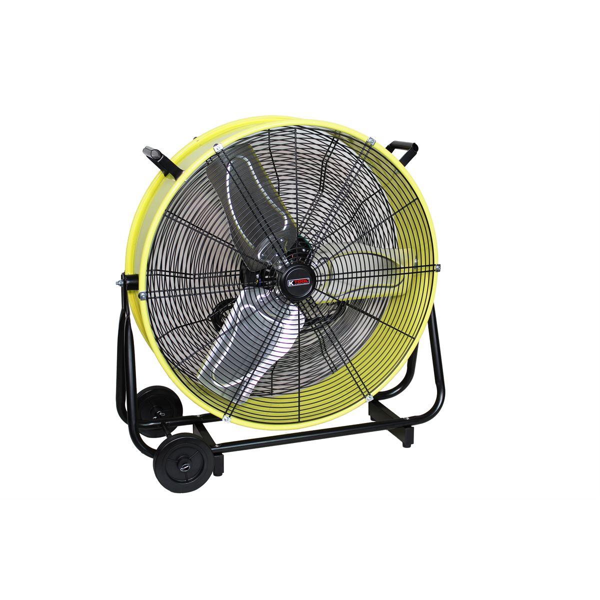 K-Tool Drum Fan 24 Inch Industrial Direct Drive Tilting, Safety Yellow