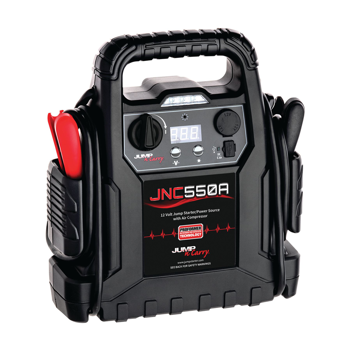 Clore Automotive Jump-N-Carry JNC550A 1100 Peak Amp 12 Volt Jump Starter with Air Compressor