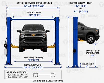Atlas 9KOHX 9,000 lb Overhead 2-Post Lift