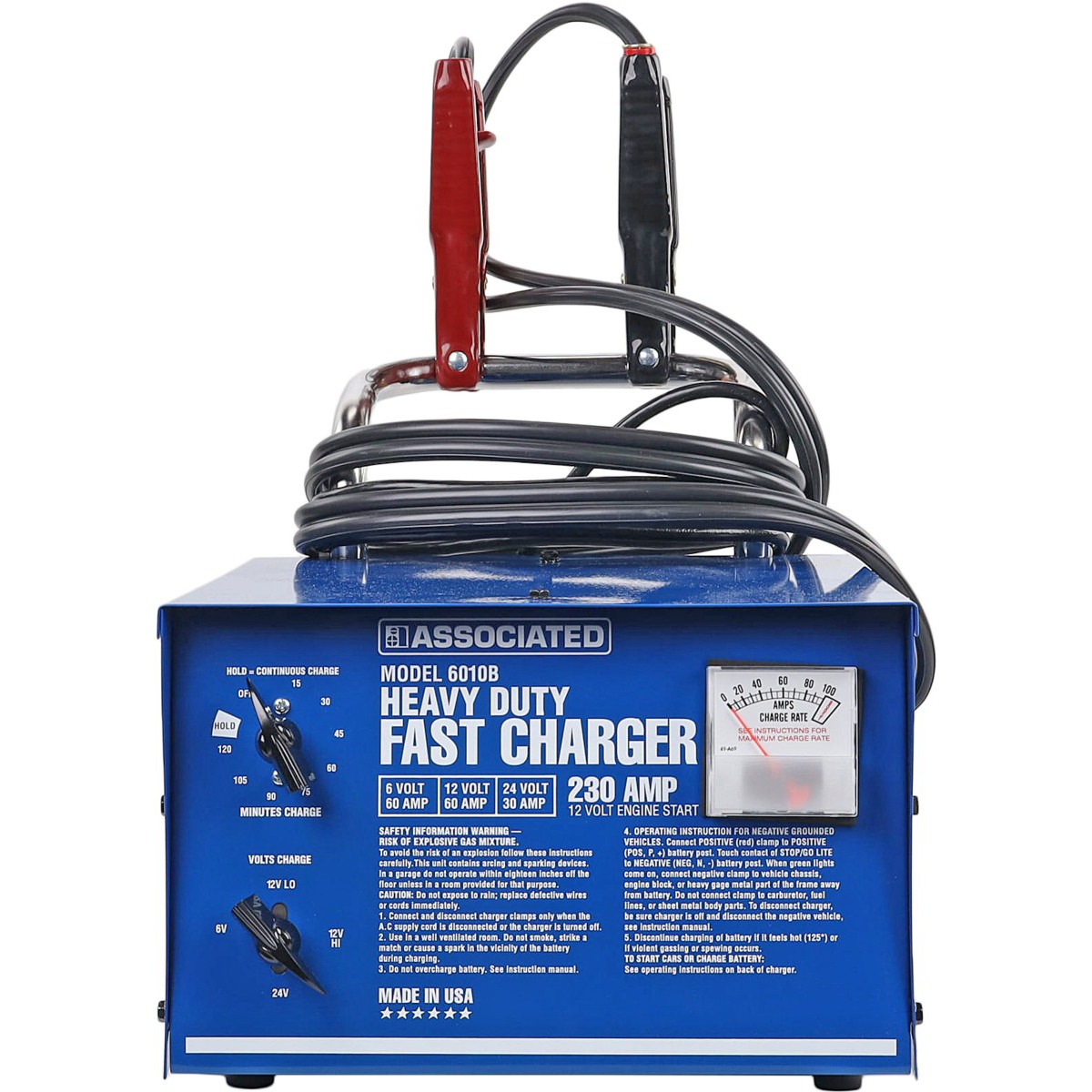 Associated 6010B Heavy Duty 6/12/24 Volt Portable Battery Charger