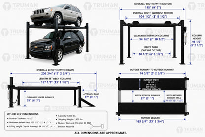 Atlas Garage PRO8000EXT 8,000 lb Extra Tall 4-Post Lift