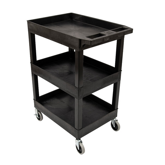 Luxor Plastic Utility Cart w/ HD Casters, 24" x 18", Black