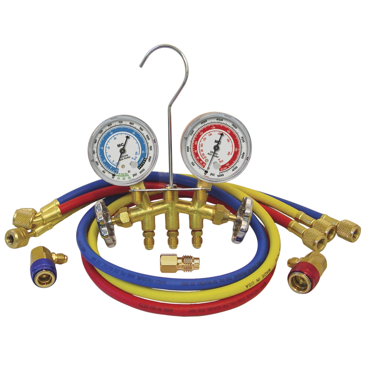 Mastercool Guage Set Dual Brass 72" Hoses