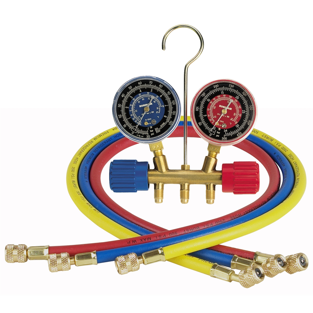 Robinair Manifold Gauge Set With Three 36" Hoses