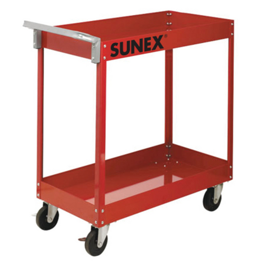 SUNEX 350lb Capacity Economy 2-Shelf Service Cart - Red