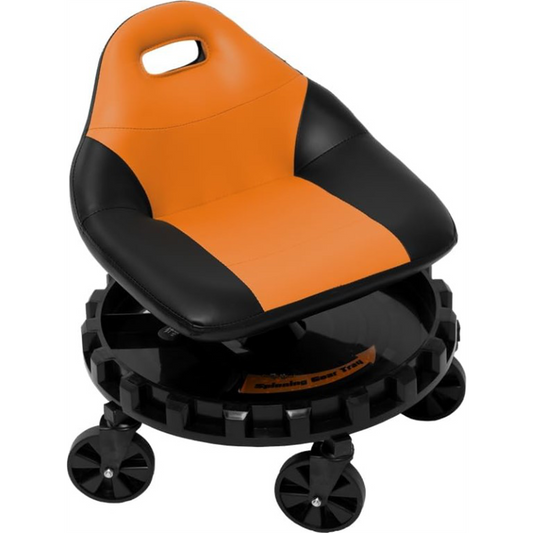 Traxion 2-703 ProGear Mobile Rolling Gear Race Seat with Tray and Five All Terrain Casters - Orange