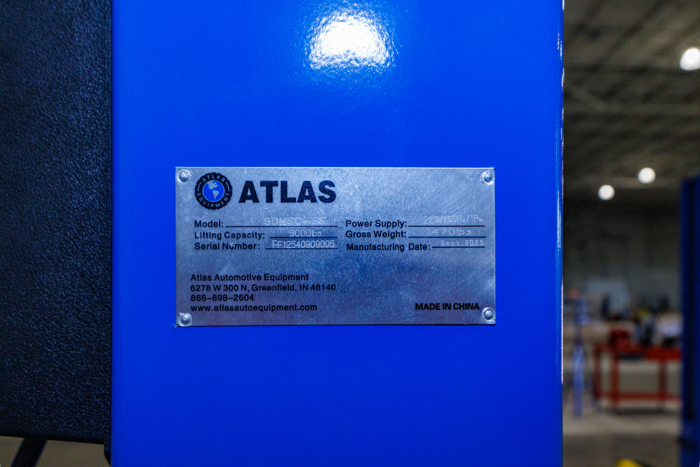Atlas 9OHSC 9,000 lb Overhead 2-Post Lift