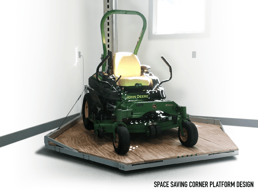 Riding mower, loaded at floor level