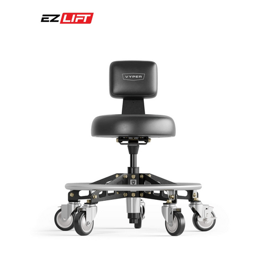 Vyper Industrial 400 lb Capacity Robust Steel Max Ez-Lift Shop Chair - Black/Black