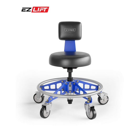 Vyper Industrial 400 lb Capacity Robust Steel Max Ez-Lift Shop Chair - Black/Blue