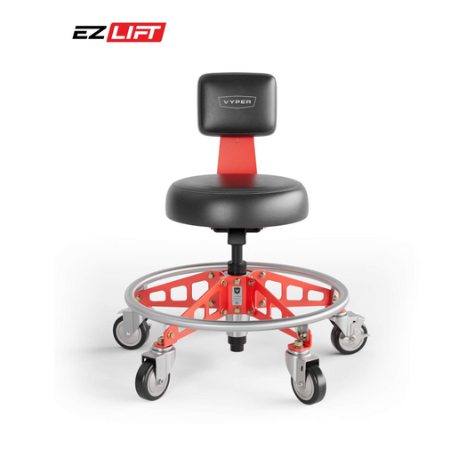 Vyper Industrial 400 lb Capacity Robust Steel Max Ez-Lift Shop Chair - Black/Red